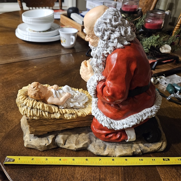 Roaman´s Red Santa with Baby Jesus Figurine